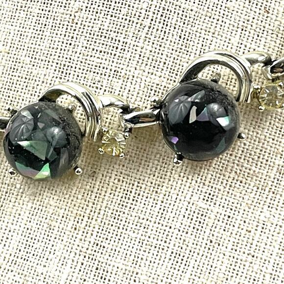 VTG Coro Lucite Confetti Necklace Gray Silver Tone 1950s Jewelry Signed 16" - Picture 2 of 16